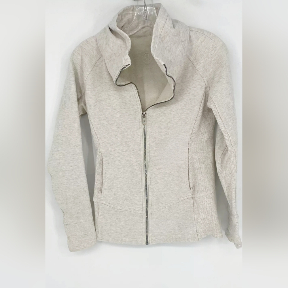 Lululemon Radiant Womens Beige Gray Pockets Full-Zip Activewear Jacket Coat 6